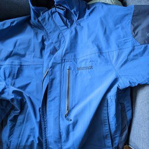 Marmot Men's Blue Winter Jacket with Removable Hood and Underarm Vents, Medium